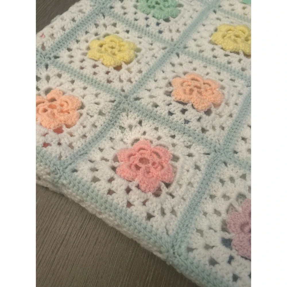 Handmade Pastel Crochet Baby Blanket 42
